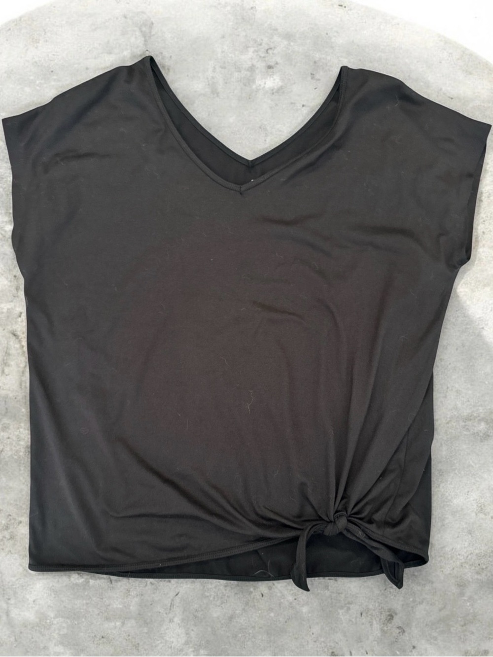 Women's Black V-Neck Tie-Hem Top
